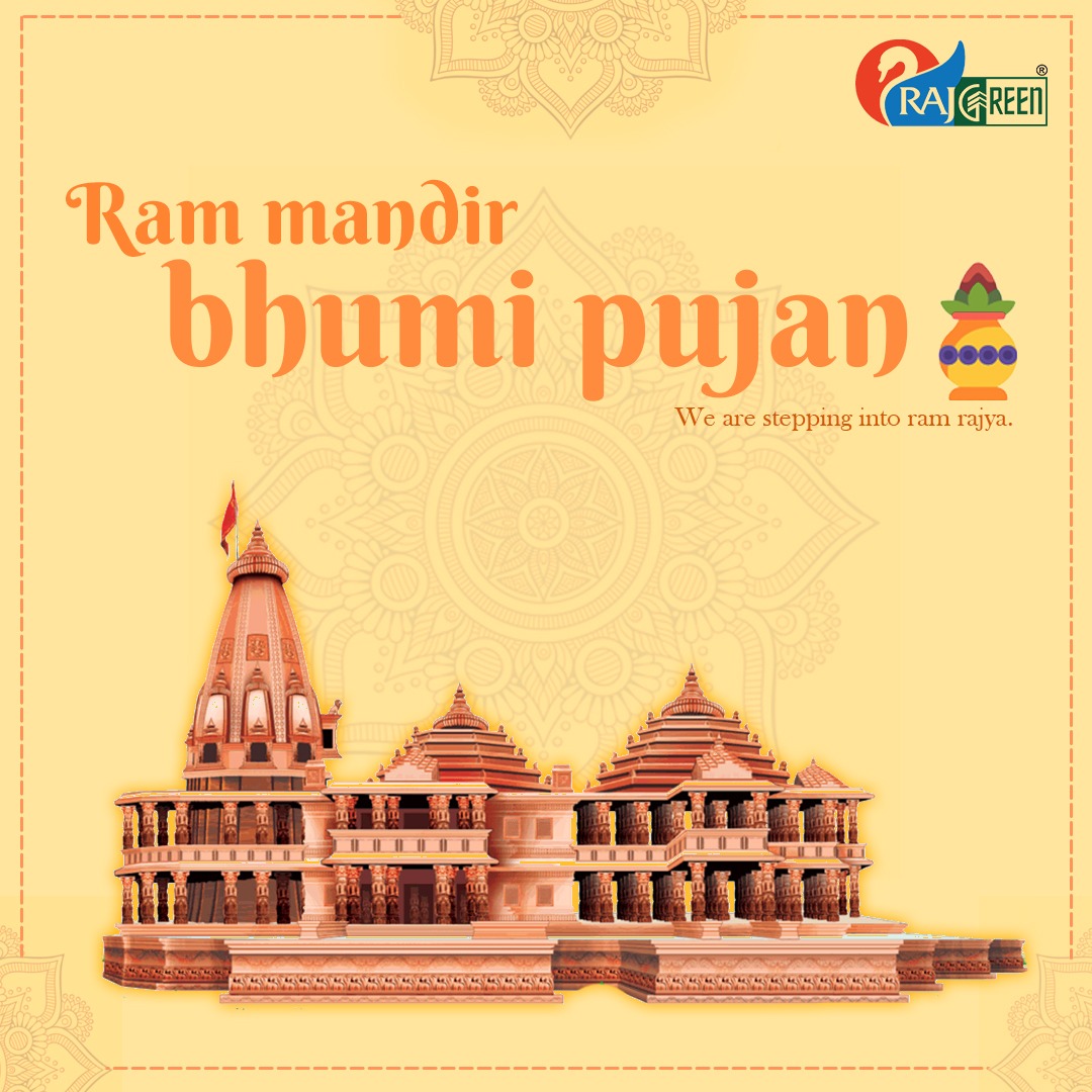 Rajgreengroup's tweet photo. On the historic day of Ram Mandir Bhumi Pujan, let us resolve to make efforts towards establishing Ram Rajya. 

#RamMandirBhumiPujan #Ayodhya #RamMandir #RamRajya #LordRama #RajgreenInfrastructure https://t.co/ksLBspalHh