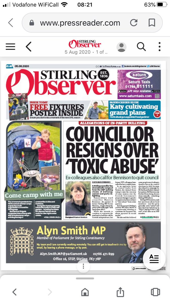 Yvonne_Biology's tweet photo. Stirling SNP councillor resigns blaming internal bulling and lack of support for women’s rights https://t.co/cdnDnoUWQX
