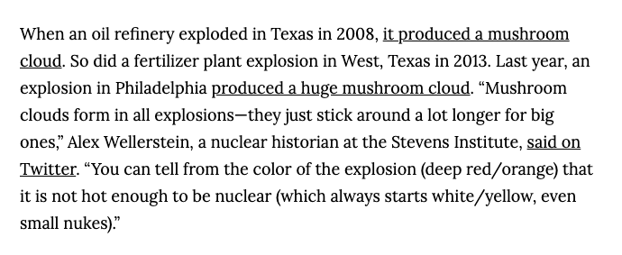 this guy says that even small nuclear explosions start with white/yellow explosions