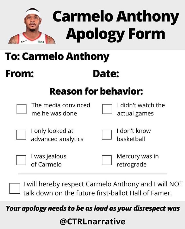 PinwheelEmpire's tweet photo. Where are the Melo haters at? https://t.co/73GC6JvlUD