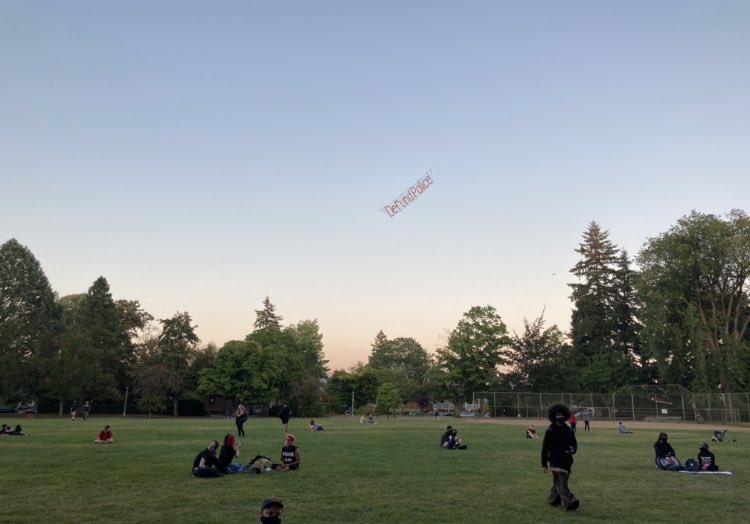 Change of pace for me tonight. I’m covering the North Portland protest. Peninsula Park is pretty chill right now. Kite stuff.
