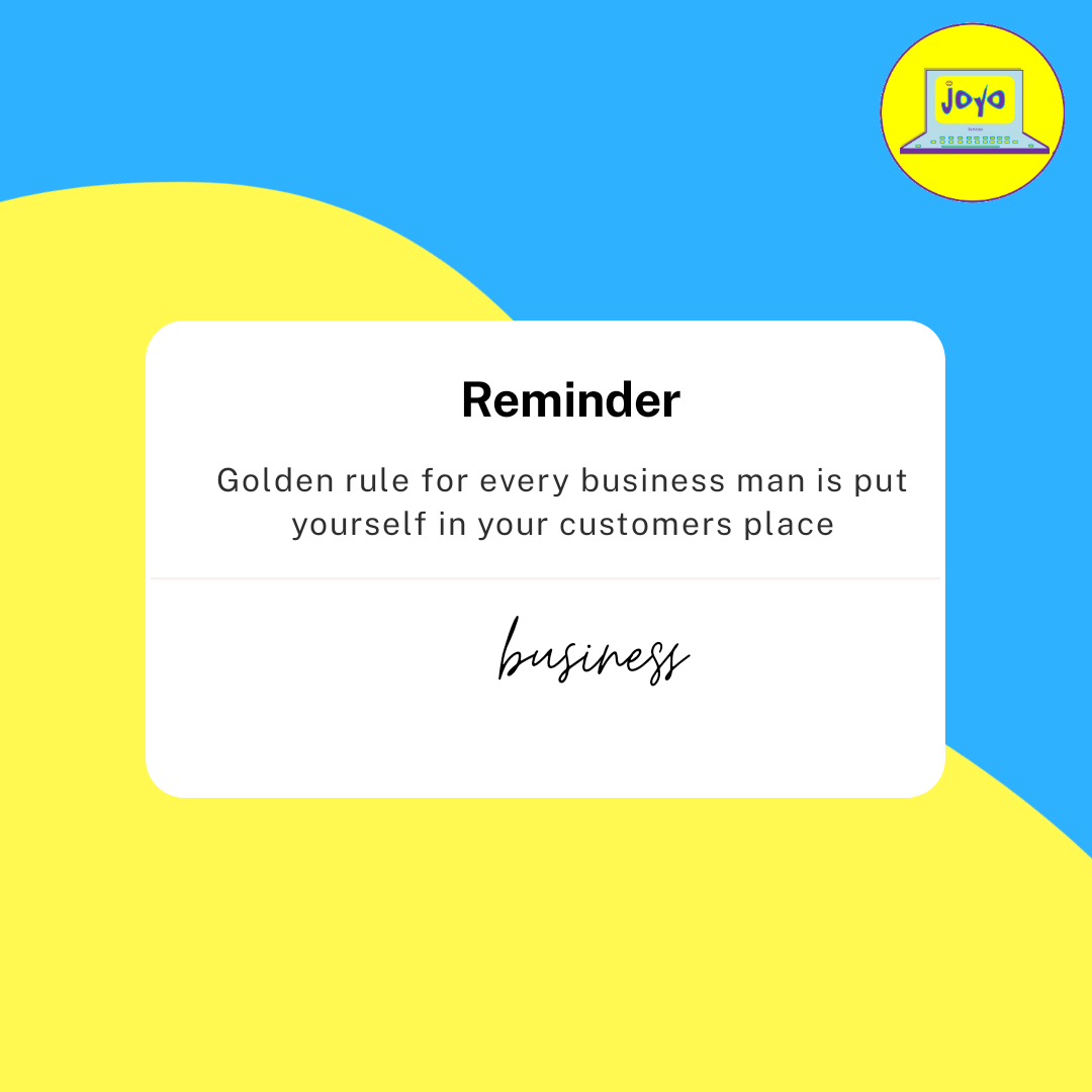 JoyoServices's tweet photo. Everyone should follow this business rule
#BusinessOwner #businesstips #businessgrowth #WednesdayMotivation #CRM |#softwaredevelopment https://t.co/0kwLZMjPb5