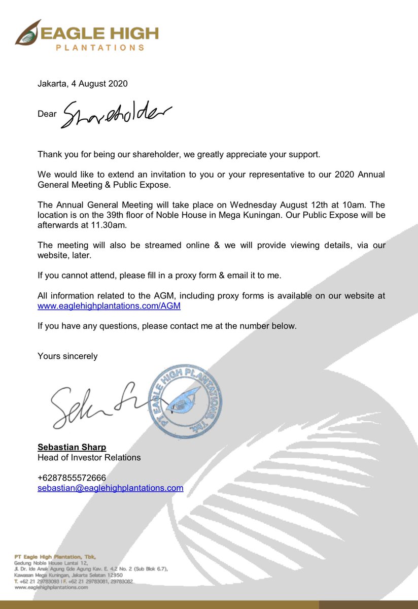 If you’re a $bwpt shareholder, please be invited to your AGM next Wednesday. Registration will be outside Noble House for maximum ease &amp; safety. See you there!
