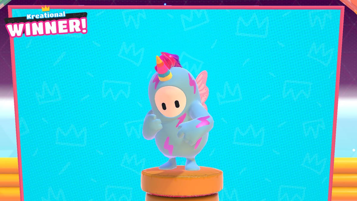 xKevvyy's tweet photo. Finally got FIRST PLACE in @FallGuysGame ! Heck yea! #unicornskinbestskin https://t.co/RrouLoeNEK
