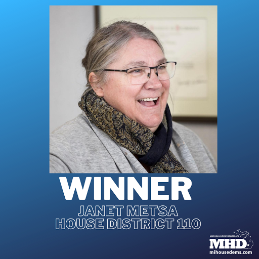 MI_Dems's tweet photo. "A third-generation UP resident, entrepreneur, and environmental champion, Janet Metsa is a great candidate for Michigan’s 110th. https://t.co/OVOkMi5Ndg