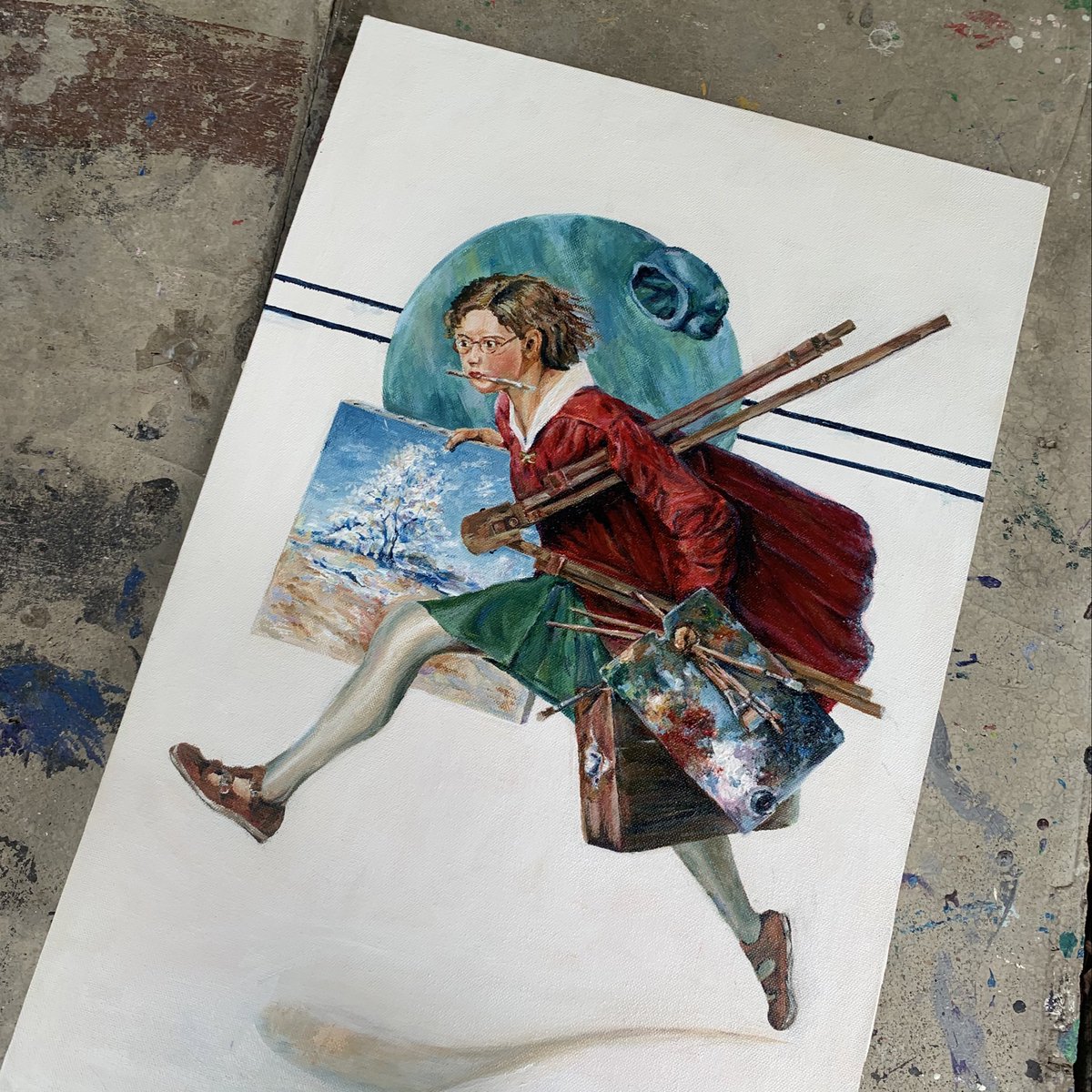 mertzs_'s tweet photo. รีโปรดักส์ : Norman Rockwell
Girl run with wet canvas
ปวดหลังกับงานนี้มากๆ เกลี่ยสีอะคริลิคไม่เป็นเลย ที่สำคัญดันเลือกรูปที้เป็นแคนวาสในแคนวาส กับถาดสีด้วย ภาวนาให้ได้Aมากๆ แทนค่าแผ่นแปะหลัง555555 https://t.co/cu38n8rnvK