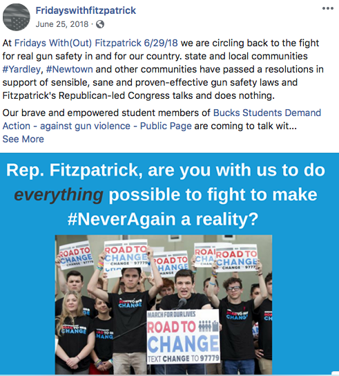 FridaysWithFitz's tweet photo. @KateConstantini @FinelloForPA @RepBrianFitz 9/ Mass Shootings, killing the ACA, #KidsInCages, Trump's overt & coordinated racism & white nationalism. All topics for which we of #PA01 wanted to have a chat.
Nope. No interest from @BrianFitzUSA. Too many Florida fundraisers & visits to his mansion in CA. #FitzpatrickFails https://t.co/wUVCAEXFIS