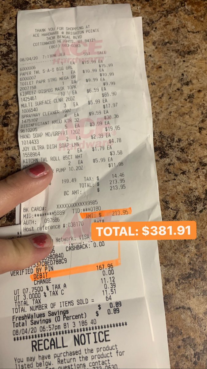 But! We can still celebrate that we got so much water, household cleaner, shampoo, hand soap, sanitizer, masks for kids & adults, diapers, paper towels, toilet paper, and dish soap for folks who need it!!!
