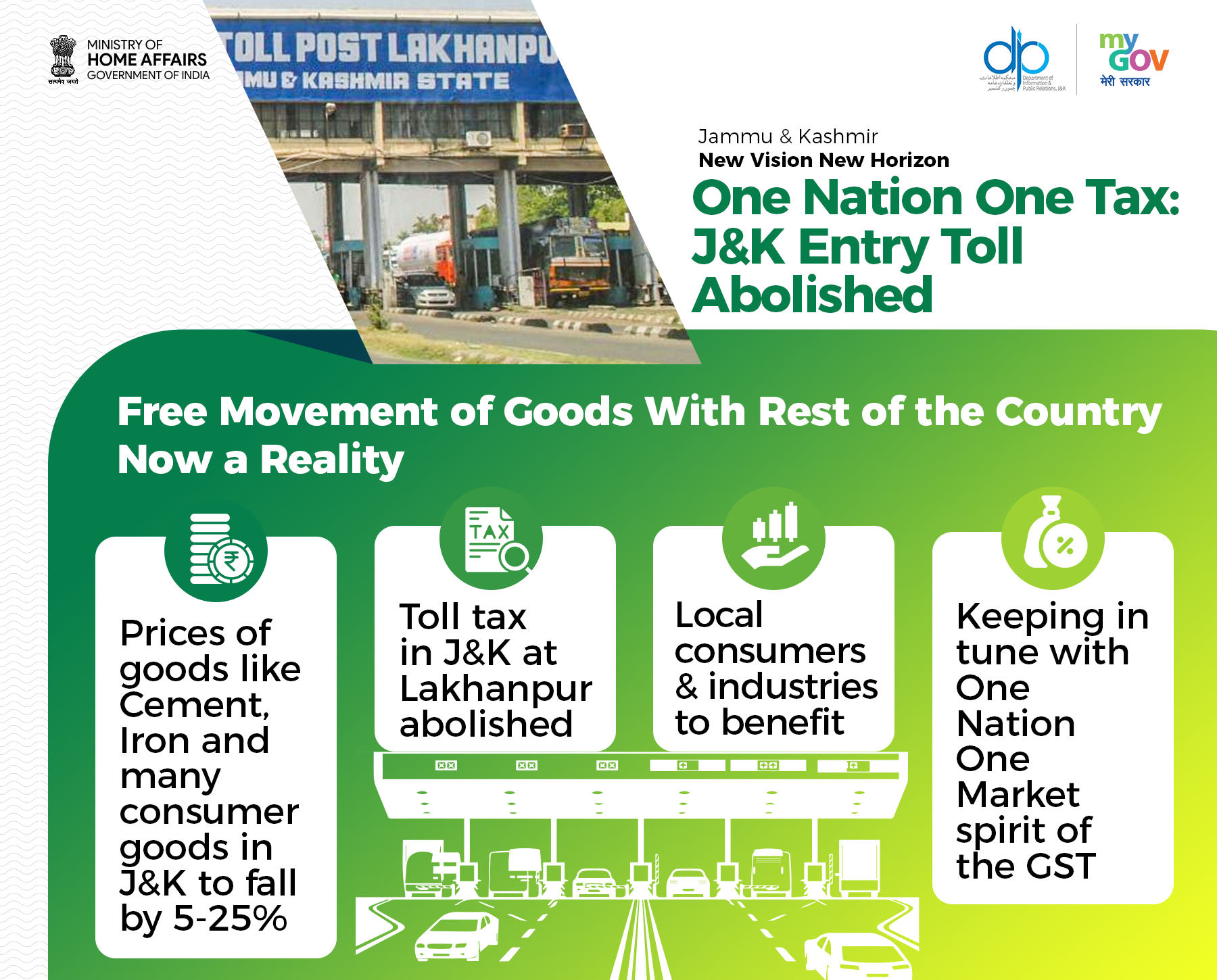Mygovindia One Nation One Tax J K Entry Toll Abolished Oneyearofdevelopment T Co D5ul7ygqlx