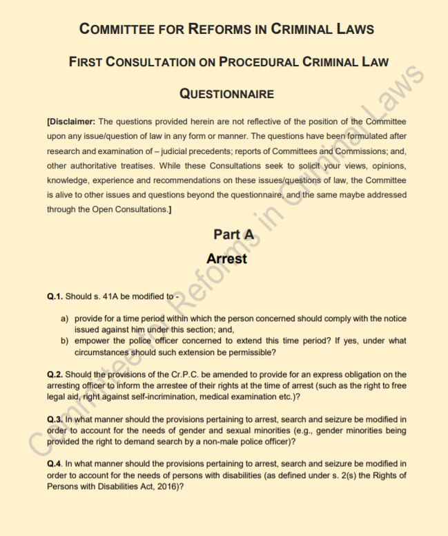 Invitation to Participate - Questionnaire created by Committee for Reforms in Criminal Laws on - First Consultation on Procedural Criminal Law. 
All professionals, functionaries &amp; stakeholders are requested to participate in the consultations: criminallawreforms.in/wp-content/upl…
<a href="/PIB_India/">PIB India</a>