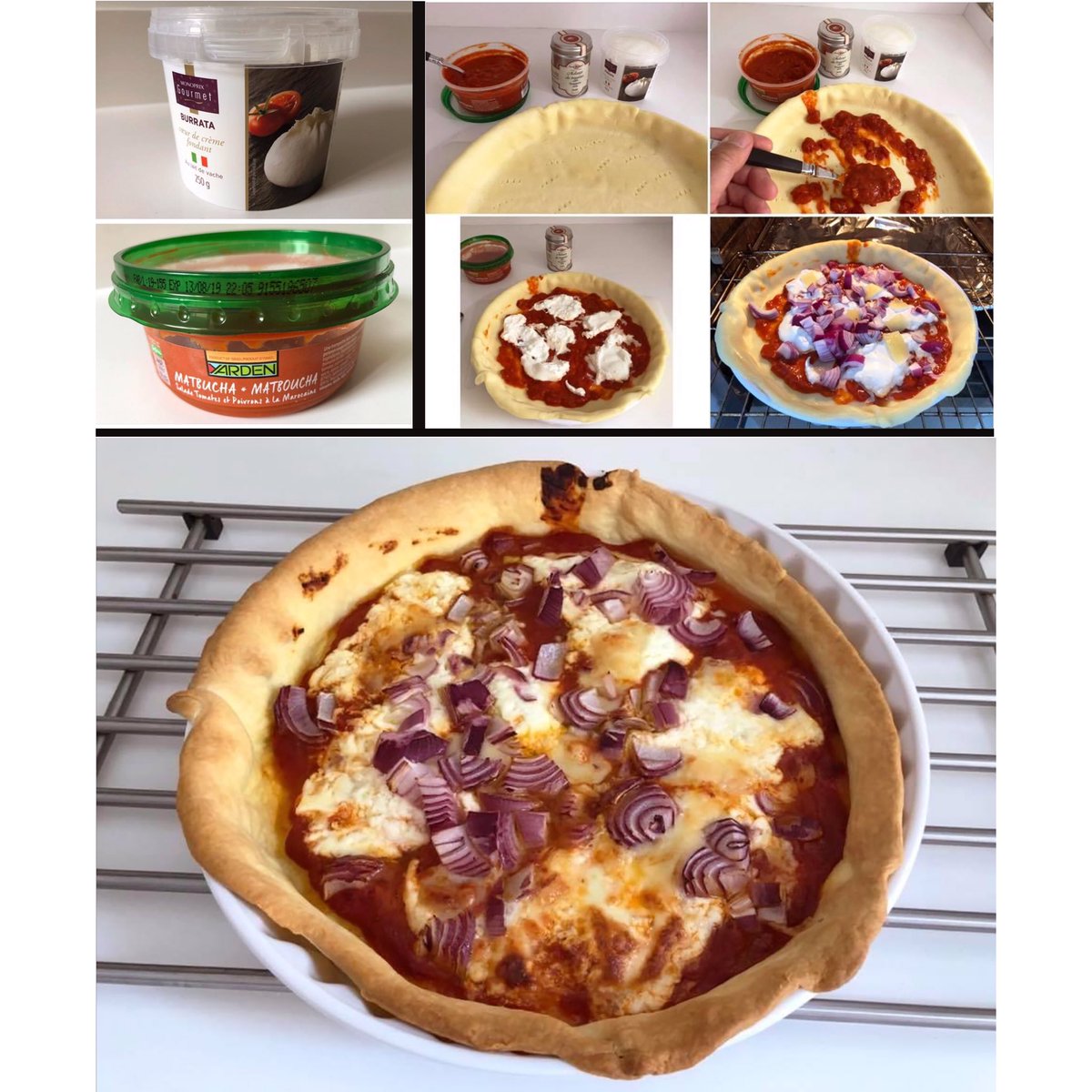 MoveEat's tweet photo. Archive. Pris d'une petite faim, je décide de me débrouiller avec ce que j’ai sous la main. Une pâte feuilletée, de la Burrata, du matbucha, des oignons et des épices. Je mets le tout au four pour 25 minutes à 200 degrés #cuisine #burrata #matbucha #poivrons #tomates #oignons https://t.co/ghttQHeSmM