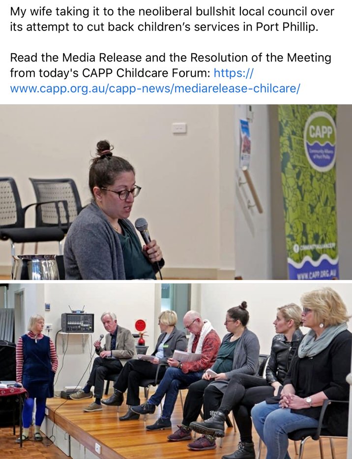 This memory came up in Facebook this week. It was originally posted by husbo. I was 8.995 months pregnant and giving a presentation on the importance of council-run childcare, especially to low-income earners, single mothers and Aboriginal families.