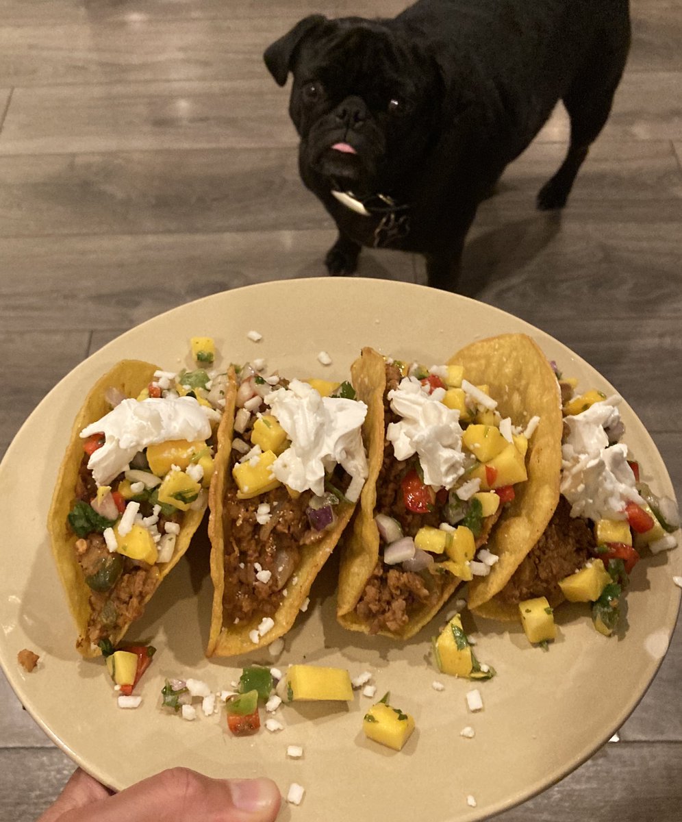 Beyond Taco Tuesday 😋 <a href="/BeyondMeat/">Beyond Meat</a> <a href="/pizzathepug/">pizza</a> #vegan
