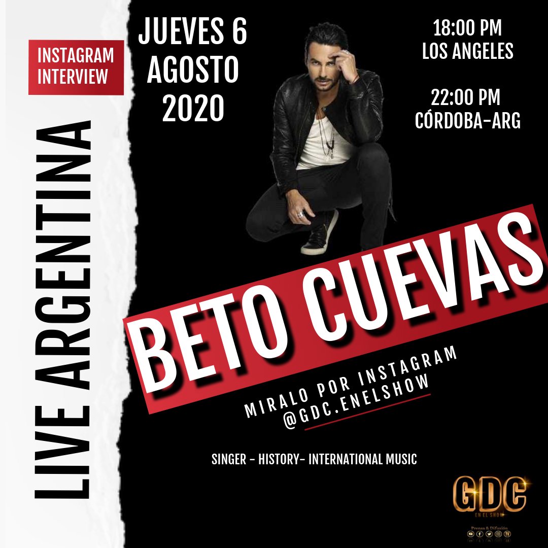 GDCenelshow's tweet photo. Este jueves por #instagram junto a @iambetocuevas @bc_arg para #gdcenelshow CÓRDOBA CAPITAL.  ARGENTINA 6.8.20

#betocuevas #iambetocuevas #Chile #Argentina https://t.co/rd7HeswGbF