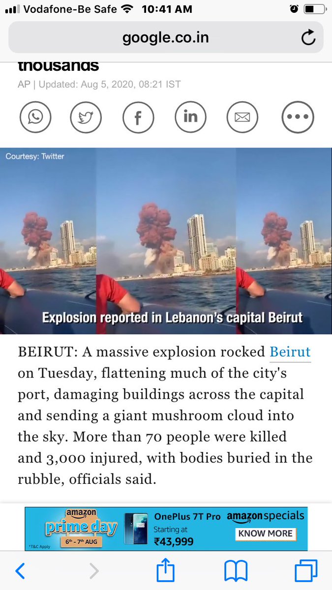 ElizabethSuraj's tweet photo. It’s so heart breaking to know about the explosion in Beirut, Lebanon. 78 deaths and 4000 injured approximately. Prayers for every family members who lost the dear ones and for the injured . 🙏🙏💔💔. https://t.co/RZ7unf6JfM