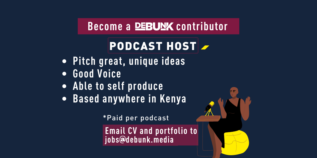 debunkdotmedia's tweet photo. We are looking for contributors. You can work from home and be based anywhere in Kenya. 

#IkoKaziKE #IkoKaziDebunk https://t.co/ooSqHZVeRH
