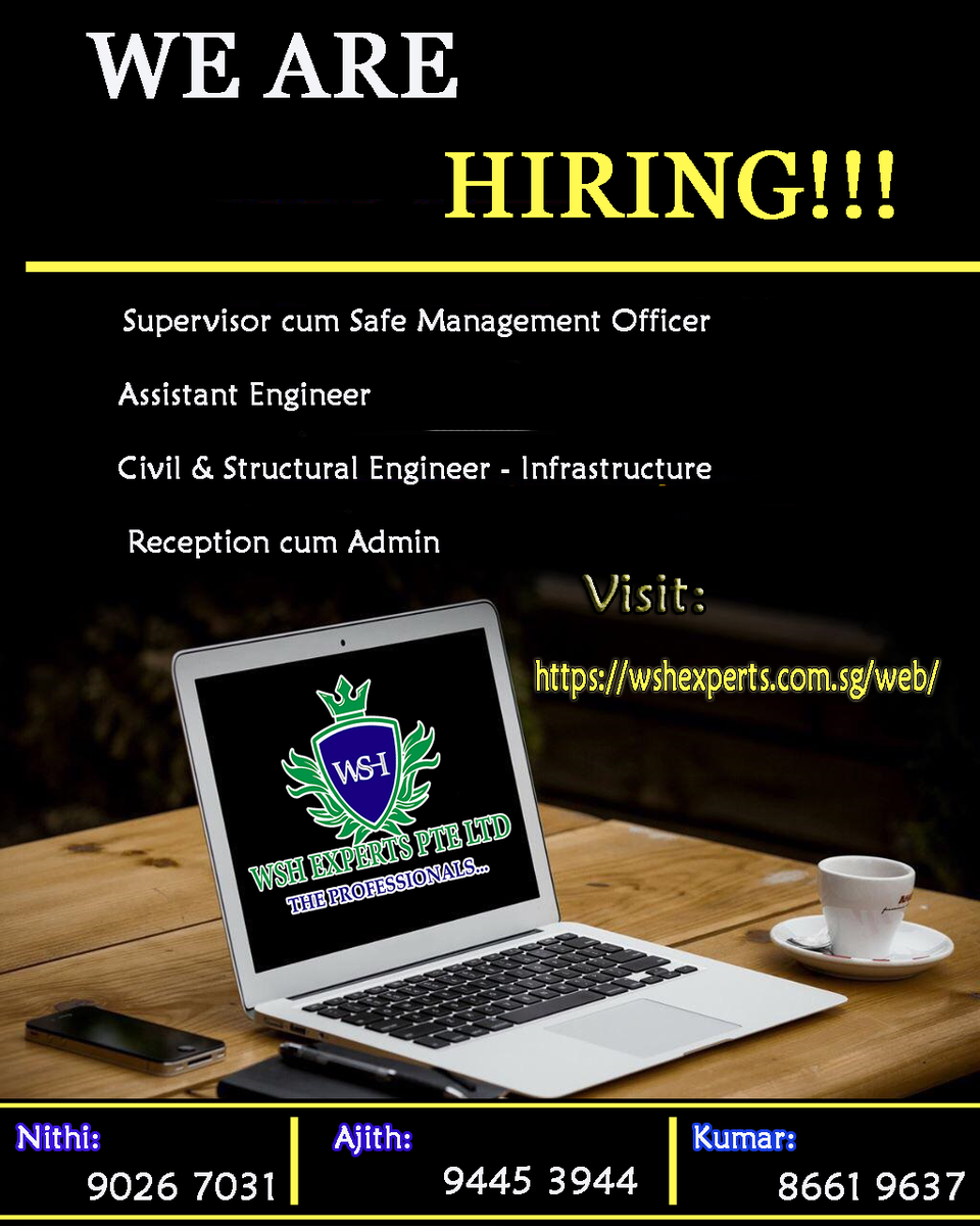 ExpertsWsh's tweet photo. Get the Right Job for Your Career. !!!

Job Openings!!!

Interested folks can shoot your CV at media@wshexperts.com.sg

OR

Directly ping me at @ +65 90267031

For more info visit us @ https://t.co/OrHEk0yl81

#jobs #Job_alert #Walk_in_interview #Career #Hiring https://t.co/yvawZ3EQGt