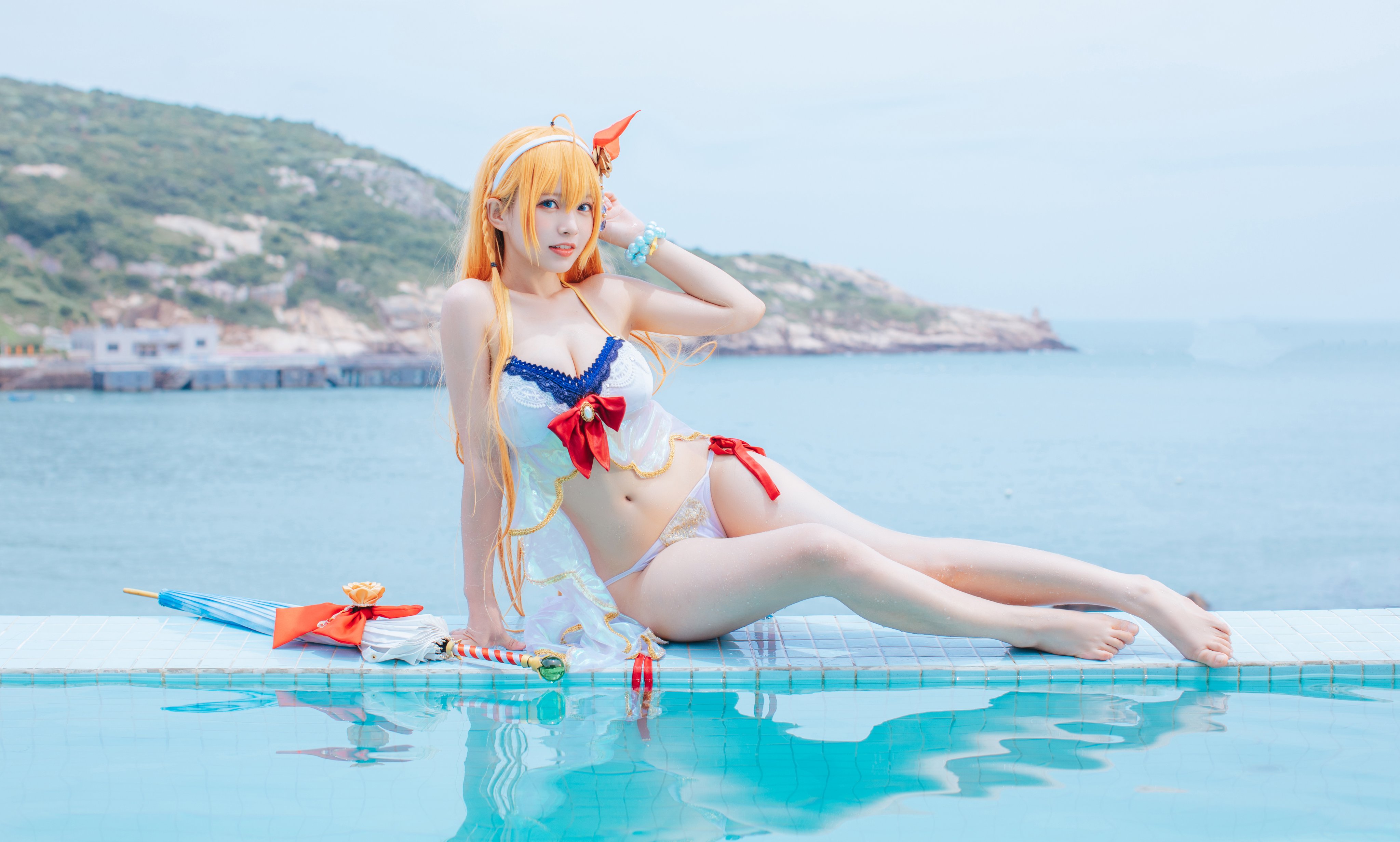 画像,🏖一緒に水遊びしましょう！@Suyvvv_ #プリンセスコネクトReDive #プリコネR #ペコリーヌ #公主连结 #プリコネ #コスプレ #cosplay …