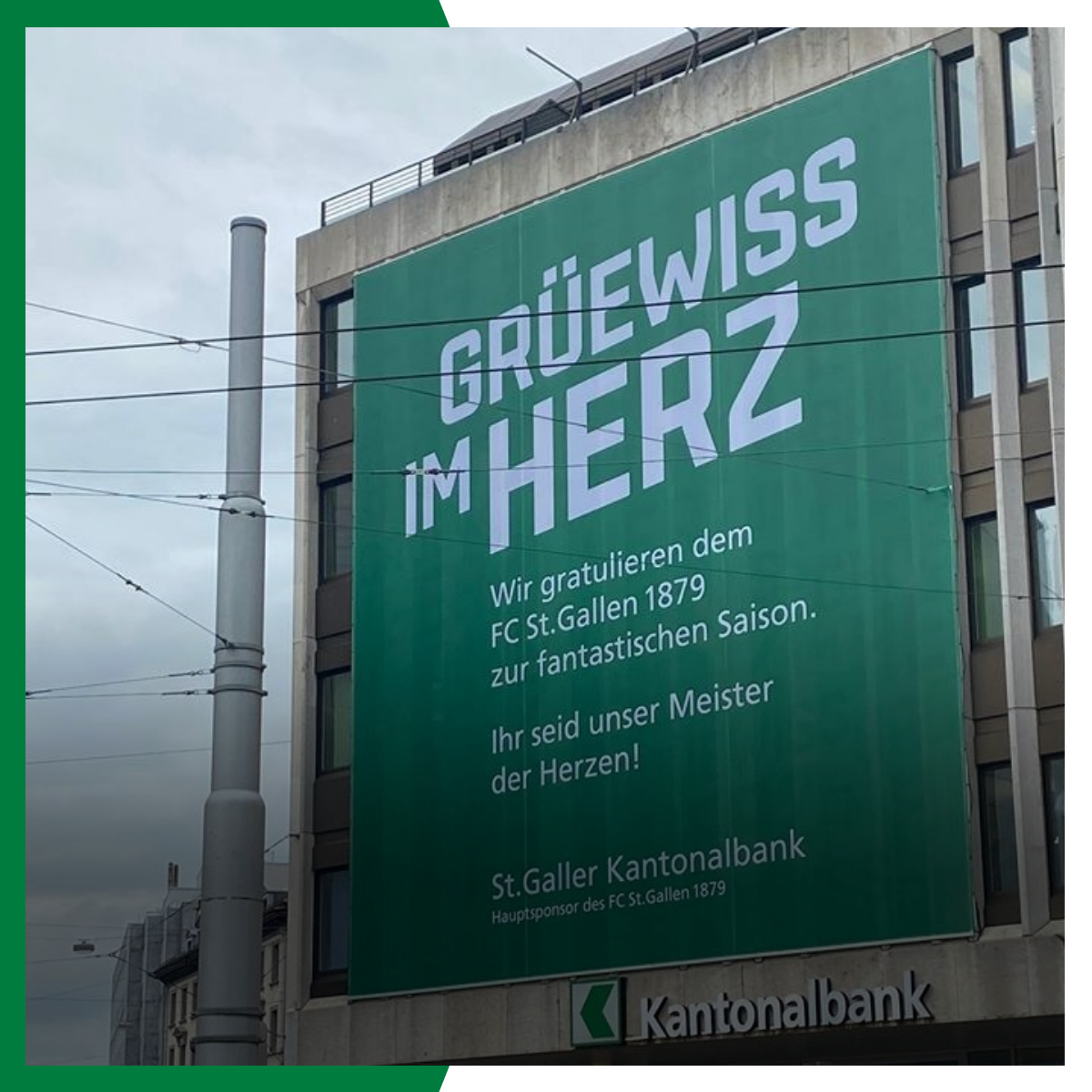 FCSG_1879's tweet photo. #GrüewissImHerz - unsere Farben, unsere Stadt, unser Zusammenhalt. Danke @sanktgallen &amp; @sgkb_news 🟢⚪ https://t.co/STIssKUUhg
