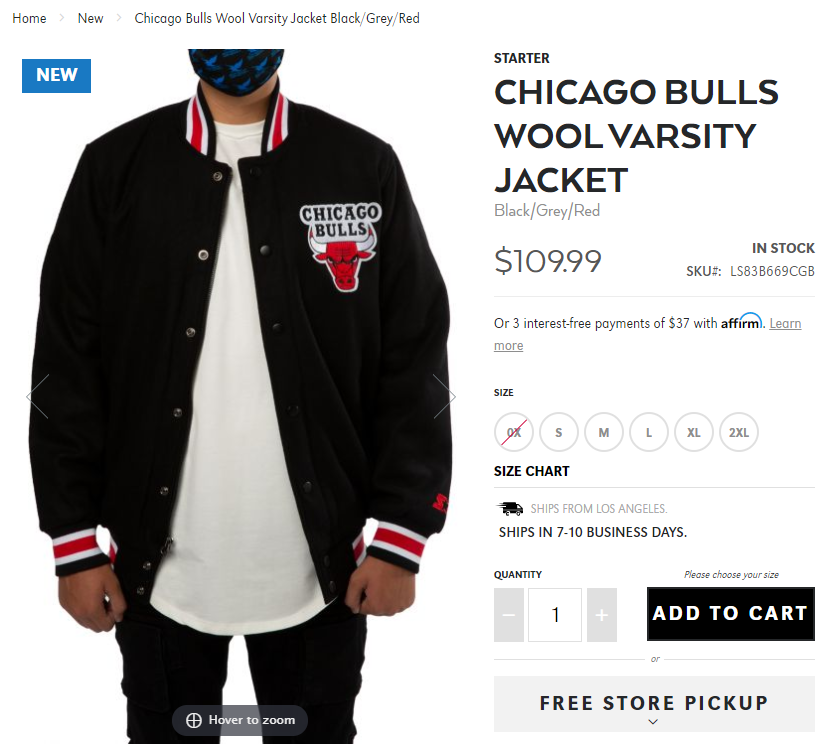 Starter NBA CHICAGO BULLS VARSITY WOOL JACKET