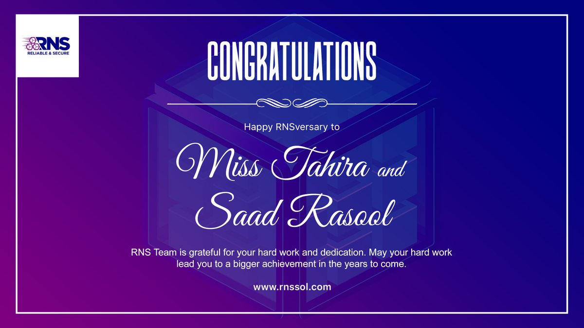 GenesisLabCom's tweet photo. Best wishes from Team RNS Solutions on your RNSversary and thank you for your hard work and efforts.
#rnsversary #blockchain #rnssol #rnssolutions #erocery #antlia #rns #blockchaindevelopment https://t.co/d55dMHJiIp
