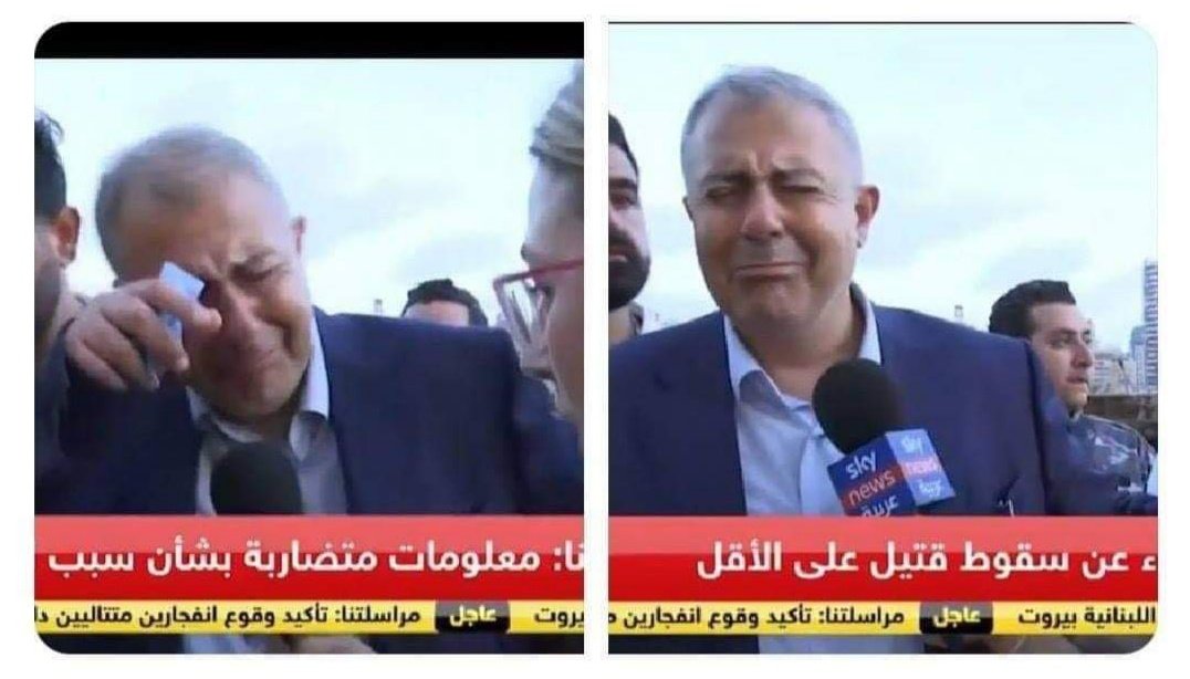 iamsadia786's tweet photo. Heartbreaking. Beirut Governor Marwan Abboud in tears while explaining to a journalist the scene of the destruction due to multiple explosions in Beirut, Lebanon. https://t.co/LCpCDhERix