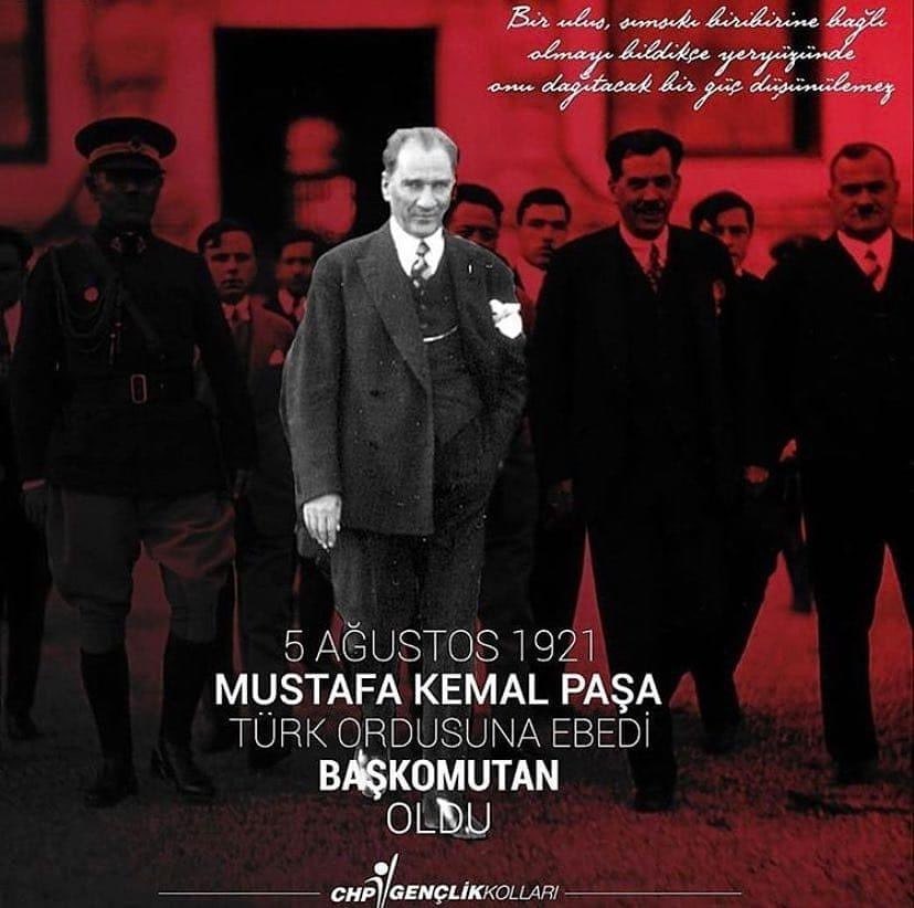 Mustafa Kemal Atatürk, 99 yıl önce bugün, şanlı Türk ordusuna TBMM tarafından #Başkomutan olarak seçildi. 

Ebedi Başkomutanımız Gazi Mareşal Mustafa Kemal Atatürk'ü saygı, minnet ve rahmetle anıyoruz.