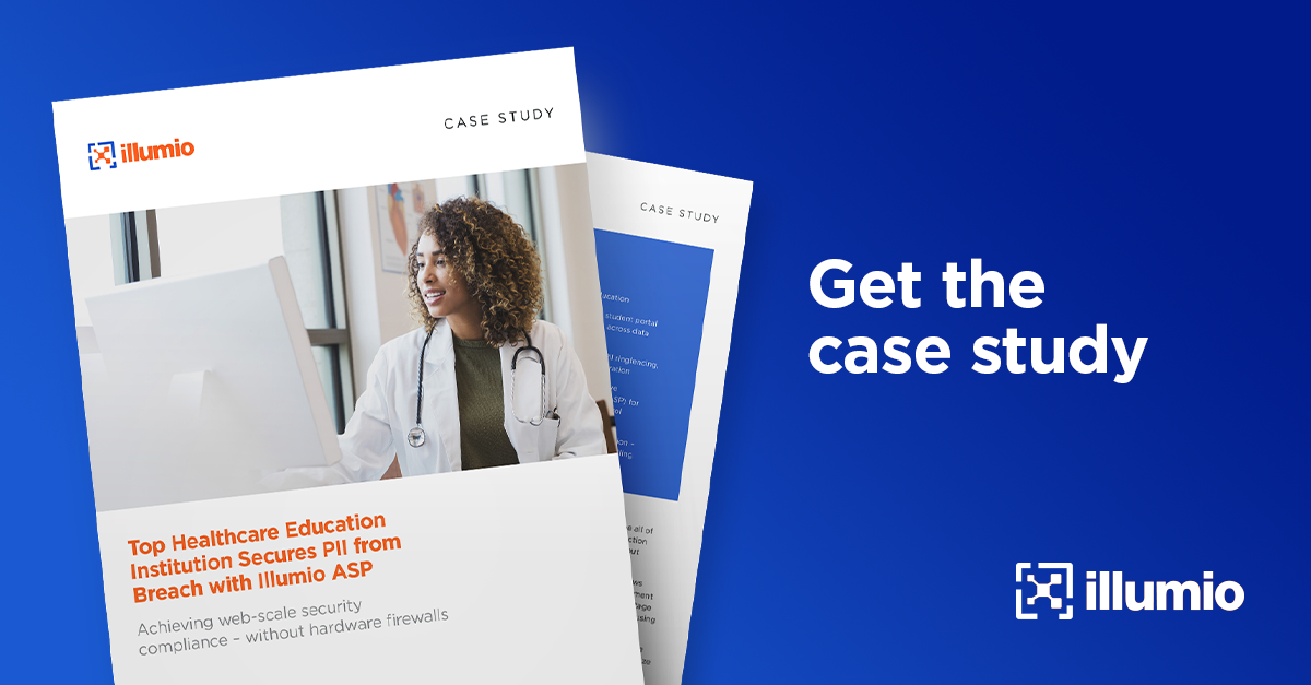mandmmuc's tweet photo. "@Illumio ASP checked all of the boxes for both implementations – it was my first and final choice." Check out this new #casestudy to learn how Illumio helped a top #healthcare career school secure PII from #breach. https://t.co/L0qBo53V2q https://t.co/cYkkN2eZ7M