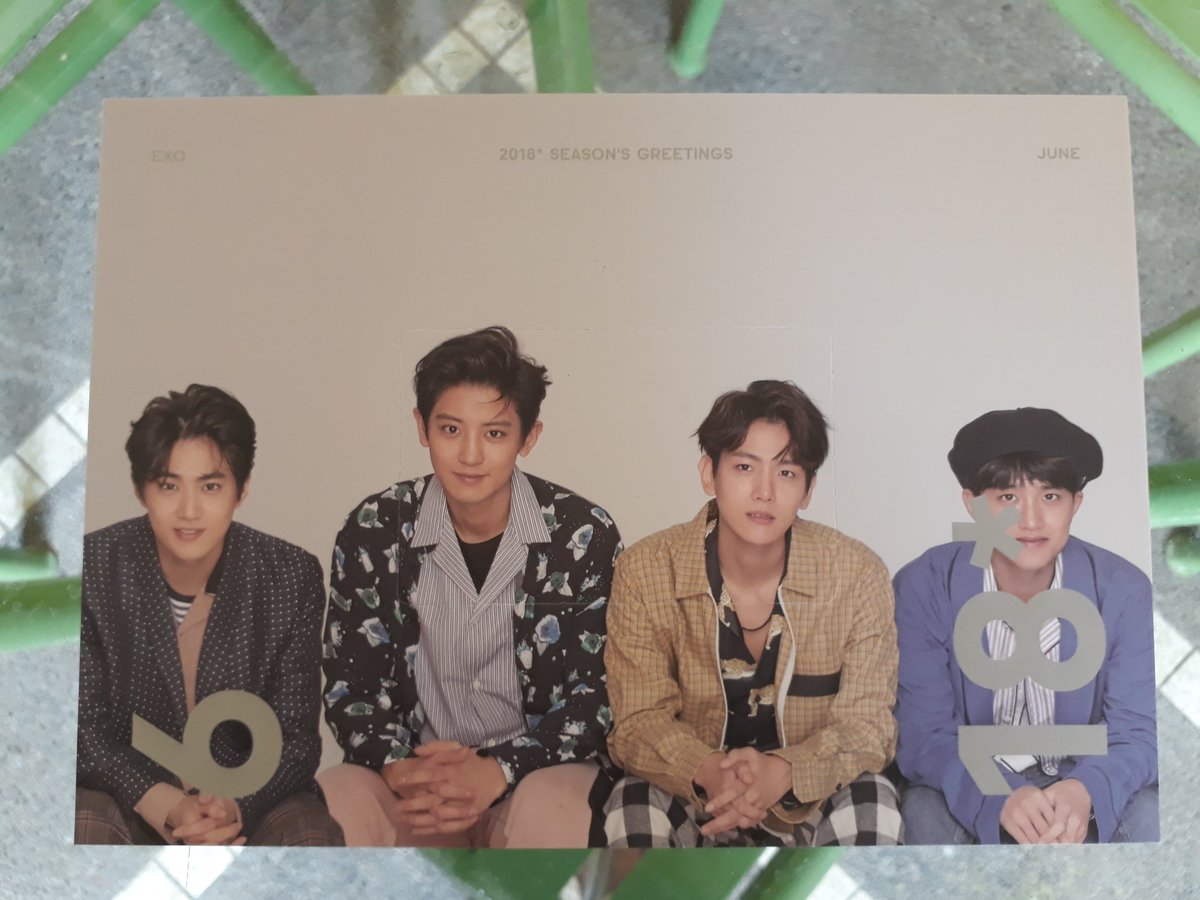 PHOTO/POSTCARDJUNE: Suho, Chanyeol, Baekhyun & D.OJULY: Xiumin, Chen, Kai & Sehun