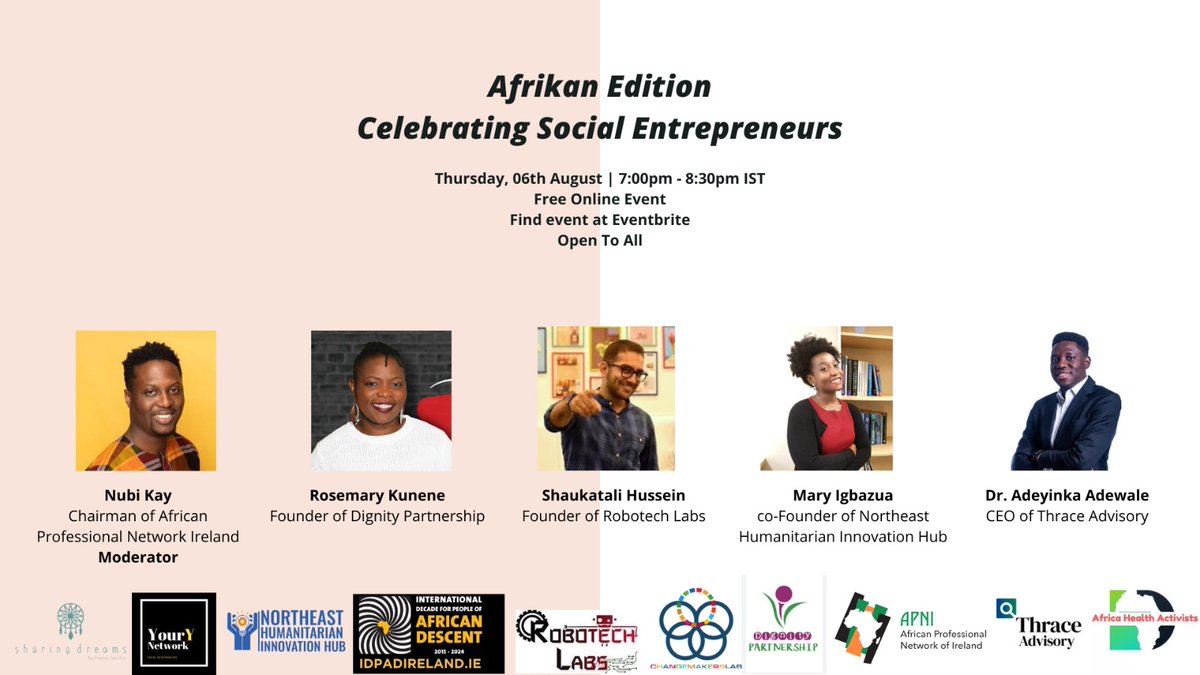 Another key event not to miss for social #entrepreneurs - Happening tomorrow by @YourYNetwork @Miss_Faru in partnership with among others @apnireland eventbrite.ie/e/afrikan-edit…