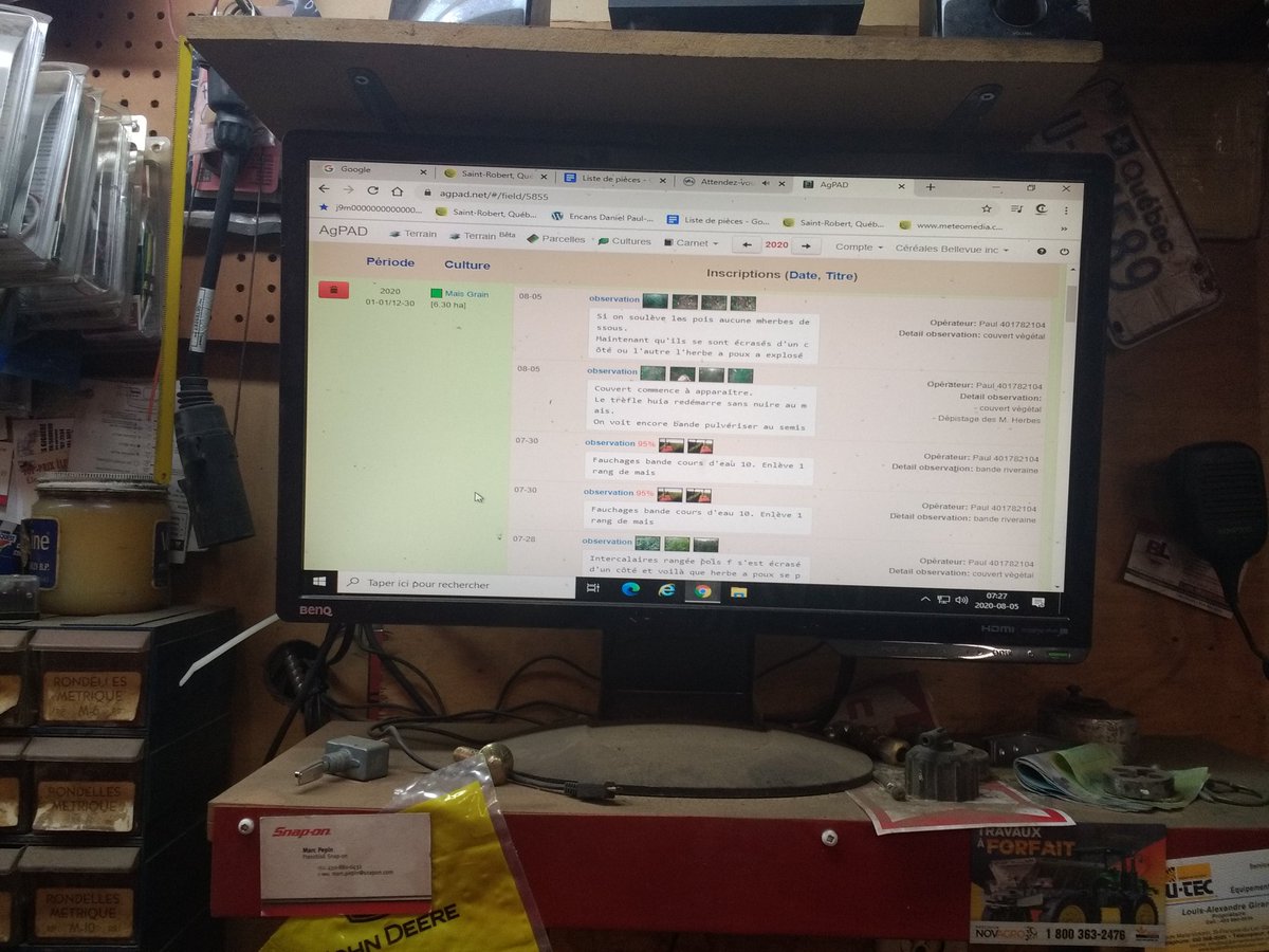 PaulCaplette's tweet photo. Notre plan de champs #agpad est continuellement sur notre téléphone dans nos poches. J'aime bien y avoir accès aussi dans l'atelier. Tout le monde peut y avoir accès en mode grand format sans devoir passer par le bureau.
#agriculture
#technologie https://t.co/IMIUD4utBr