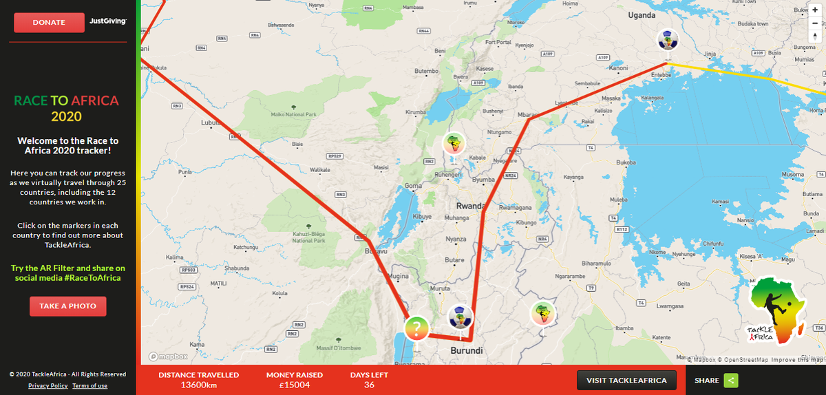 Lets go!💪 The next of our 'Fantastic 12', Uganda 🇺🇬

To join the #racetoafrica 👟
🏅Walk/run/swim/cycle any distance
👥Tag 3 friends + <a href="/tackleafrica/">TackleAfrica</a> on Facebook, Insta or Twitter
💸Donate: justgiving.com/campaign/tackl…
🔭Track the progress: racetoafrica.run