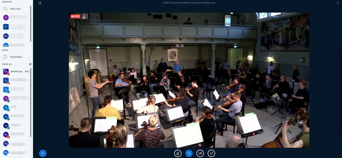 We are (virtually) in Fiskars, Finland, for the LEAD! Foundation Academy Conductors' Masterclass. 
Thanks to our solution, Conductors from all around the world can join the live streaming and interact with lead Finnish Conductor Jukka-Pekka Saraste during dedicated Q/A sessions