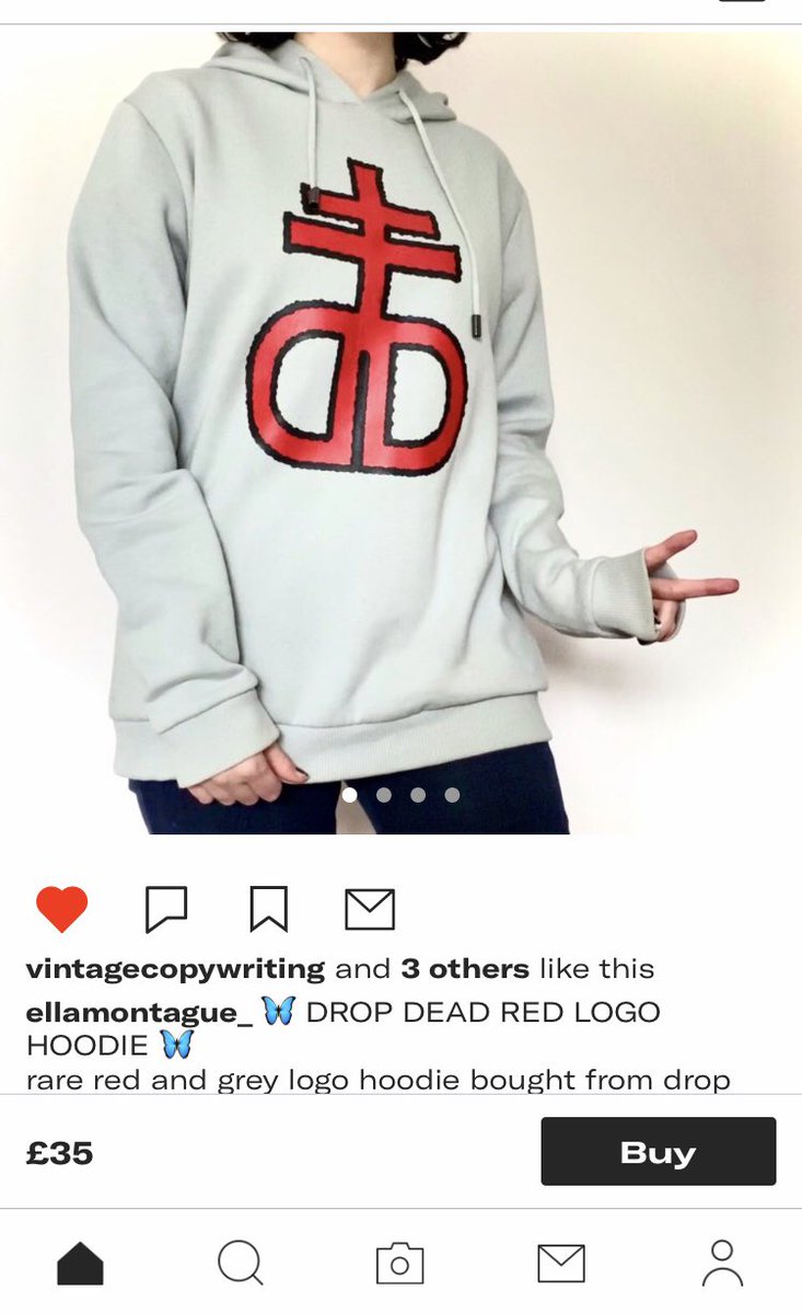 Angpang's tweet photo. More stuff for sale on depop from my daughter (who’s frantically saving up to get a bass)- #DropDead hoodie here bought from the shop in Sheffield, full Info https://t.co/qZdnzCEswz https://t.co/PT1gC6jKDQ
