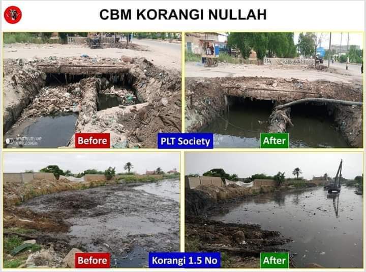 developingpak's tweet photo. Before & After images of Karachi Drains Clearance Operation Day 2 - by Pakistan Army's Frontier Works Organization FWO So far, 10,493 tons of garbage and sludge has been removed from the three assigned drains in 2 days
#Pakistan #Sindh #Karachi #PakistanArmy #FWO #KarachiCleanup https://t.co/XsUmVDKtfa