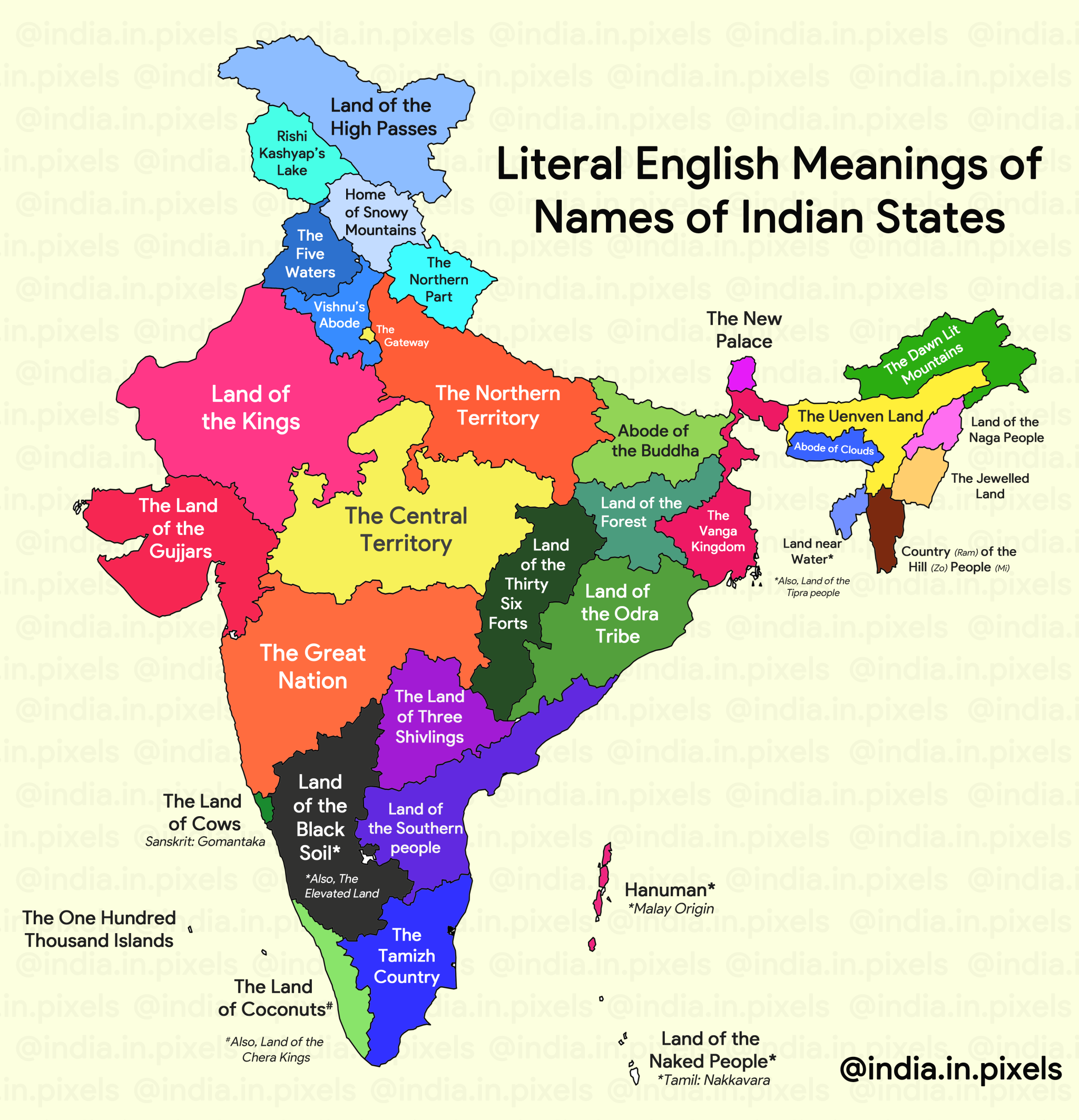 India State Map 2020 Wondering Maps On Twitter: "Literal Meaning Of The Names Of Indian States  Https://T.co/Ykvxvacpcz #Maps Https://T.co/Kd2Quagies" / Twitter