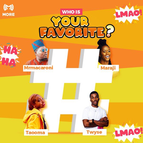 MOREBuzzAfrica's tweet image. So there’s been argument about who’s funnier and who’s better on this space! 

And we have 4 of our favorite but WHO IS YOUR FAVORITE? MRmacaroni, Maraji, Taooma or Twyse!??

Follow @morebuzzgloabl for MORE interesting content! 
Click the link: more.buzz/s/htxq0rlha
#MOREApp
