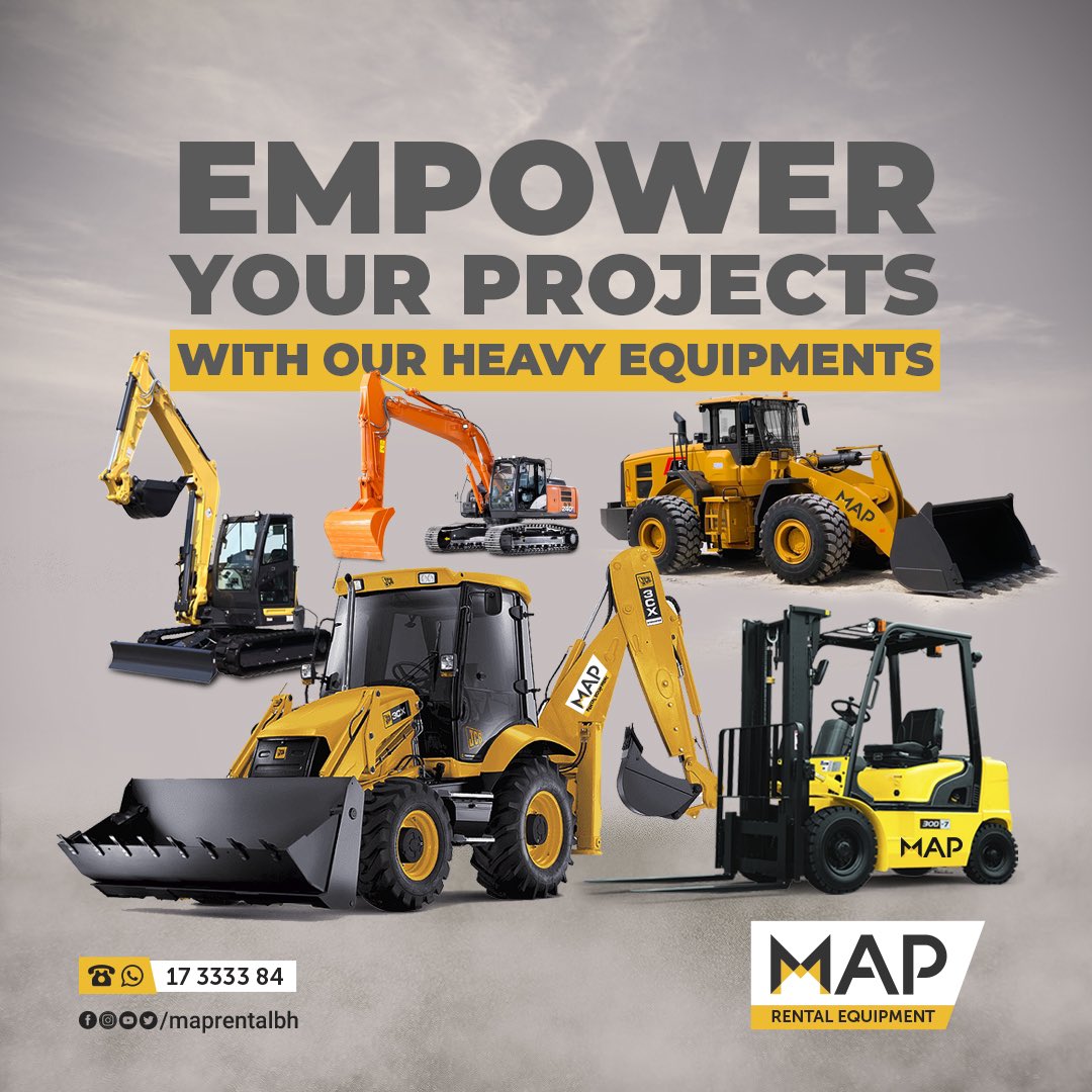 maprentalbh's tweet photo. All Kind of Heavy Machinery’s for Rent in Bahrain 🇧🇭, please contact/WhatsApp us on +973 17333384
#maprentalbh #mapbahrain #maprental #excavator #backhoe #skidsteer #wheelloader #forklift #aircompressor #jcb #bobcatequipment #rentalequipment #heavyequipment #construction https://t.co/Z9hhYRR5zs