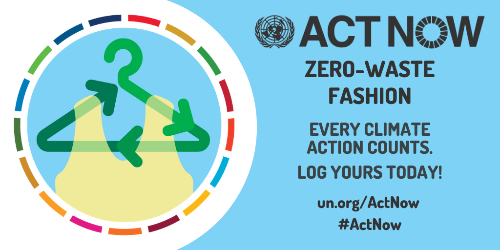 UNEP's tweet photo. 0️⃣-waste fashion reduces the strain on the environment and your wallet.

#ActNow ➡️ give your old favourites a 2nd chance, and show the world that you’re taking #ClimateAction 📝 https://t.co/D8kPf834Ky https://t.co/PS77zs66bt