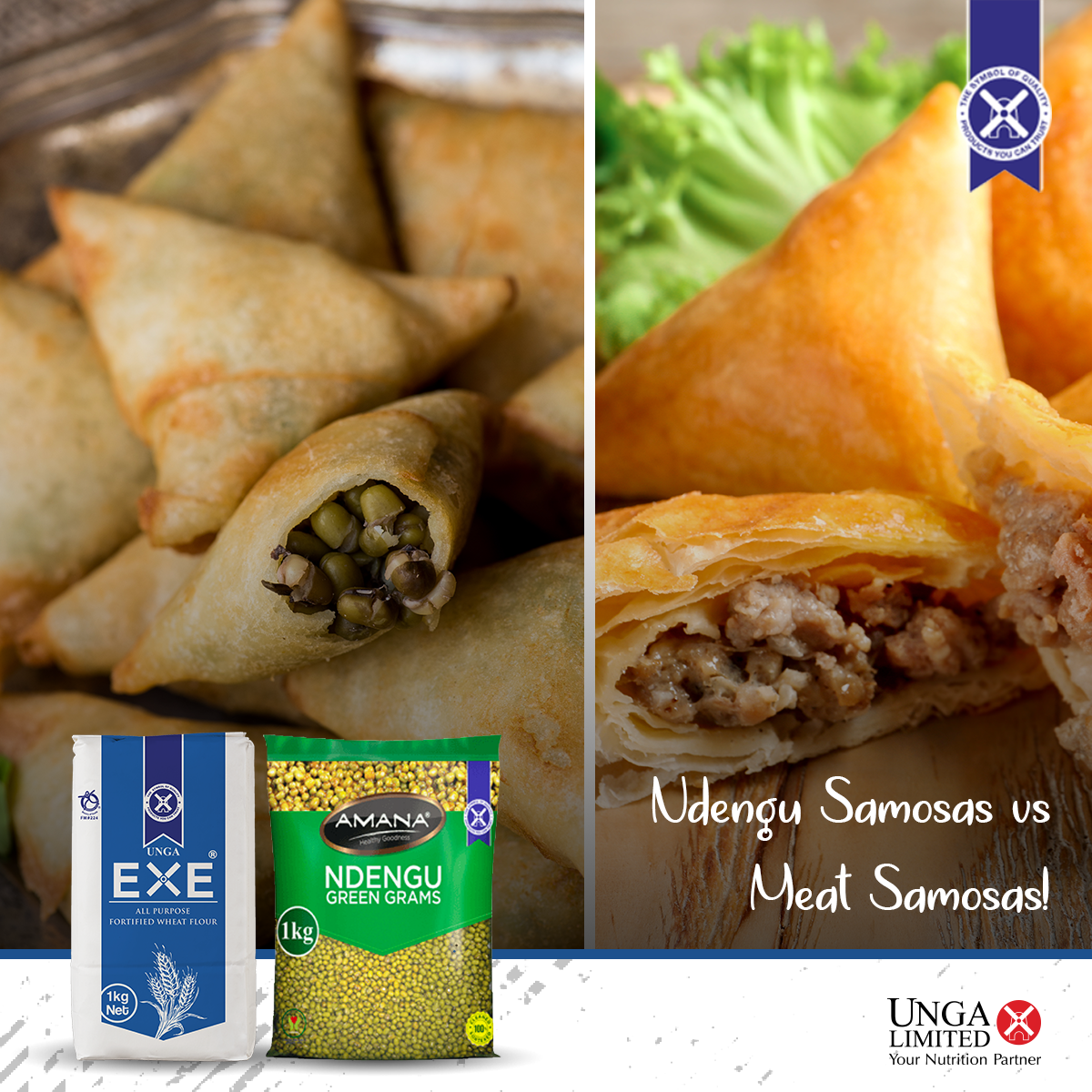 UNGALimited's tweet photo. Did somebody say samosas? Are you team A #NdenguSamosas or team B #MeatSamosas? https://t.co/sbSpJwRehw