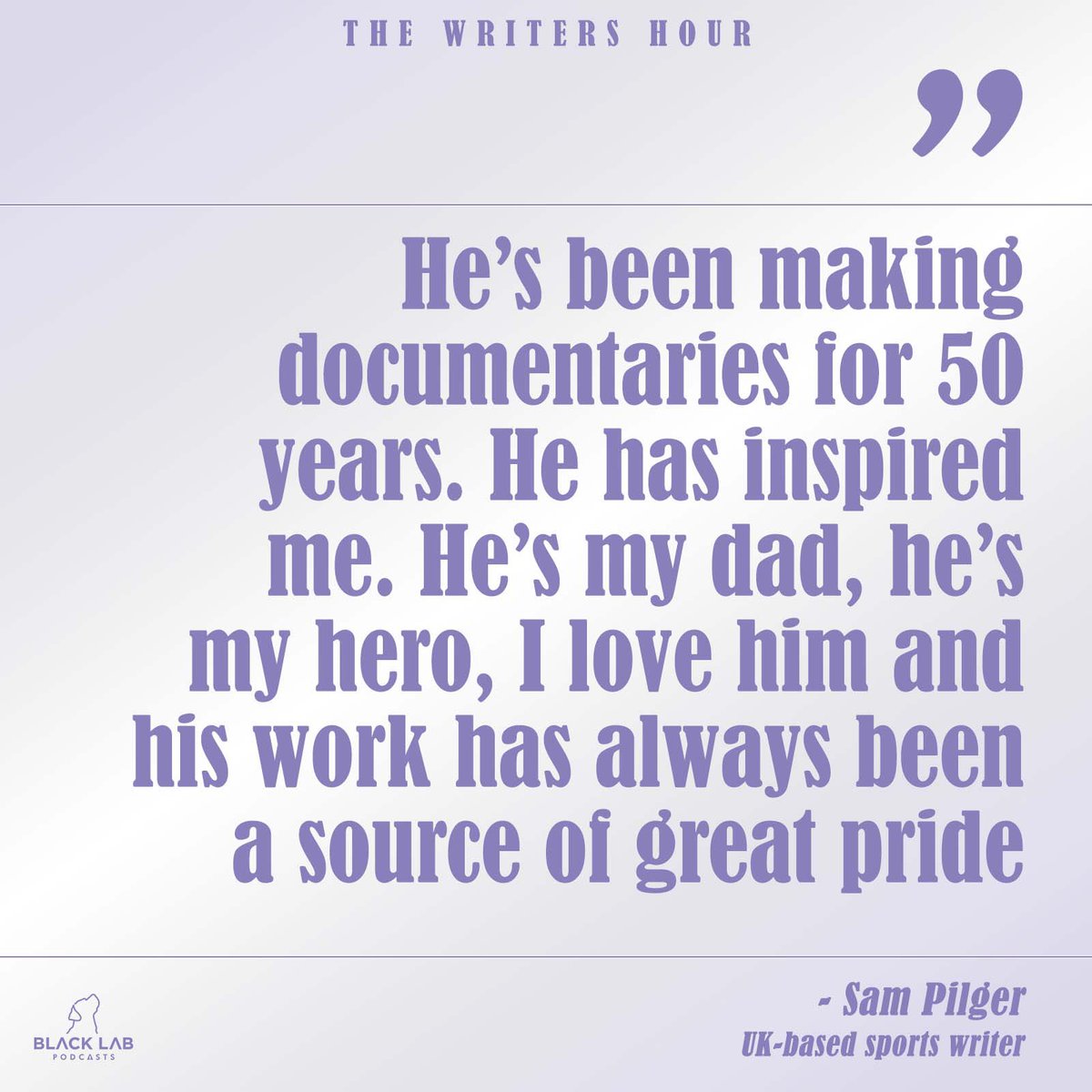 Listened to this week’s ep yet? Do yourself a favour. There’s a nice moment where our guest, sportswriter Sam Pilger, reflects on the influence of his journalist parents, including renowned Australian documentary maker <a href="/johnpilger/">John Pilger</a> 

🚨🎧

shows.acast.com/the-writers-ho…