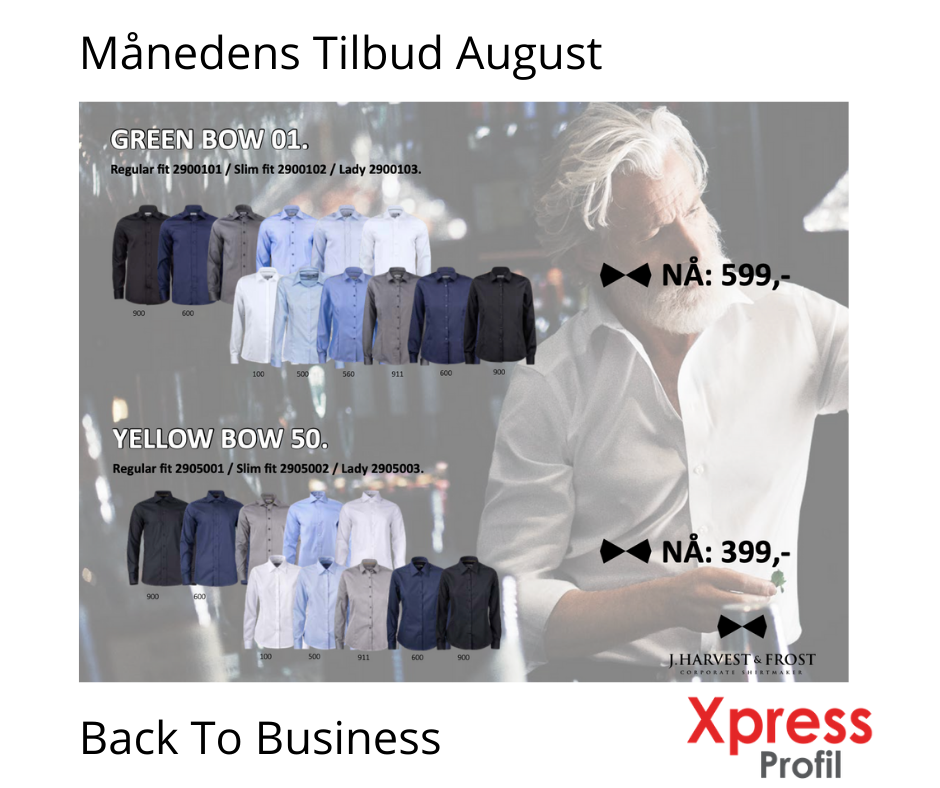 xpressprofil's tweet photo. Nye firmaskjorter til høsten?Vi har  favorittene fra J. Harvest &amp; Frost på tilbud i hele August. !Sikre deg tidløse skjorter til deg og din bedrift til kampanjepris. #firmagaver #månedenstilbud #profilklær #firmaskjorter #profilartikler #xpressprofil https://t.co/YJJXpJvZMd
