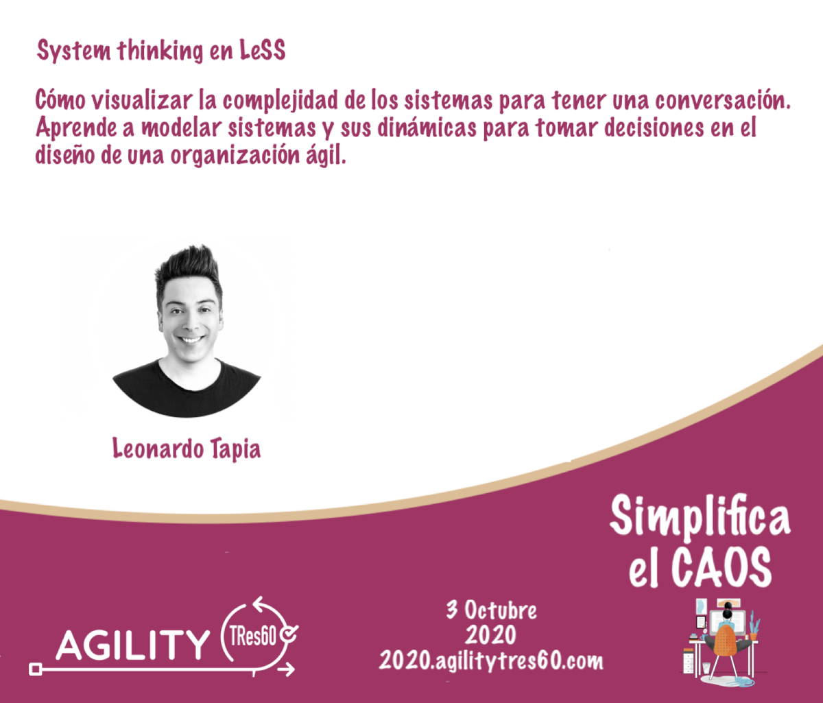 AgilityTRes60's tweet photo. ¿Conoces los principios de LeSS? @Sojazzid nos los explicará y con la ayuda de una dinámica profundizará en uno de ellos, Systems Thinking. Os esperamos el próximo 3 de octubre ¡¡Gracias Leo!! #Agile #systemsthinking #lessworks https://t.co/9jol63Oc8u
