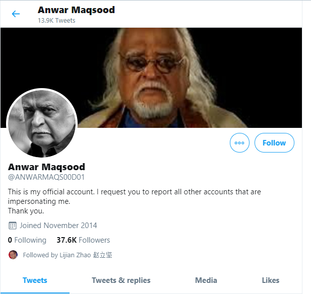 This Fake Account Group are run from Karachi. Major Fake Accounts of Famous Personalities. The Person who is behind it is Followed by Maryam Nawaz. ( But not sure he is part of SM team)1)  @UmerShareefPk2)  @ANWARMAQS00D013)  @QadirPatelPPPSample in Next Tweets.