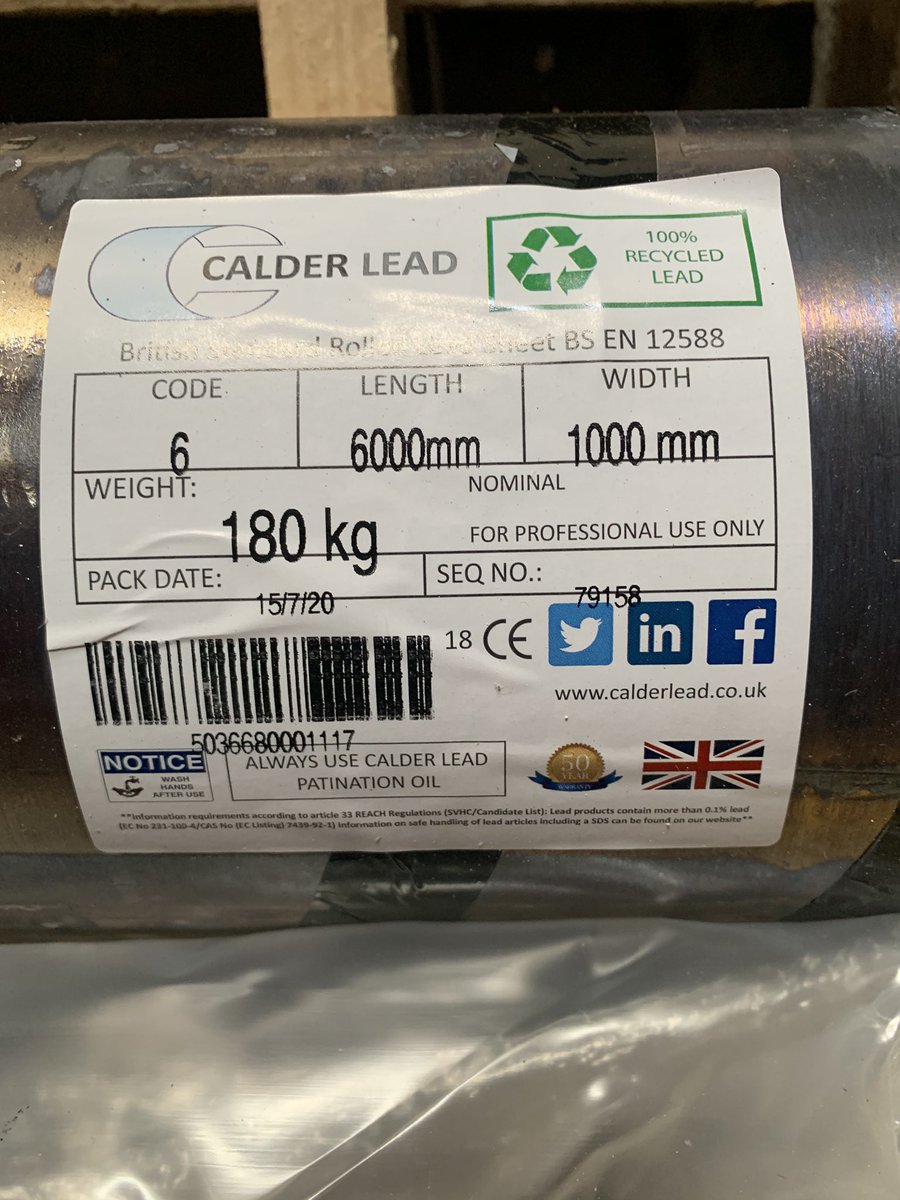 Just the small roll of lead for today’s job in #Altrincham #leadwork #cheshire