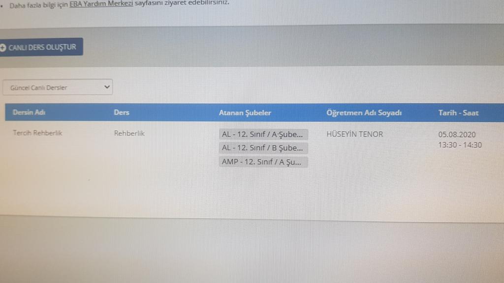 Rehber öğretmen Hüseyin TENOR tarafından YKS Tercih Rehberliği dersimiz hafta içi her gün 13.30-14.30 saatleri arasında gerçekleşecektir
