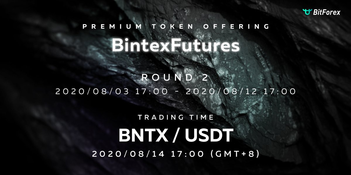 bitforexcom's tweet image. 📢BintexFutures premium token offering is going on!
⠀
⚡️Round 2: 2020/08/03 17:00 - 2020/08/12 17:00 (GMT+8)
⠀
Trading Time:
⠀
BNTX / USDT trading will open on 2020/08/14 17:00 (GMT+8)
⠀
See more at bitforex.com/en/spot/bntx_u…
⠀
#BNTX #tokenoffering #bitforex #pto #bintexfutures