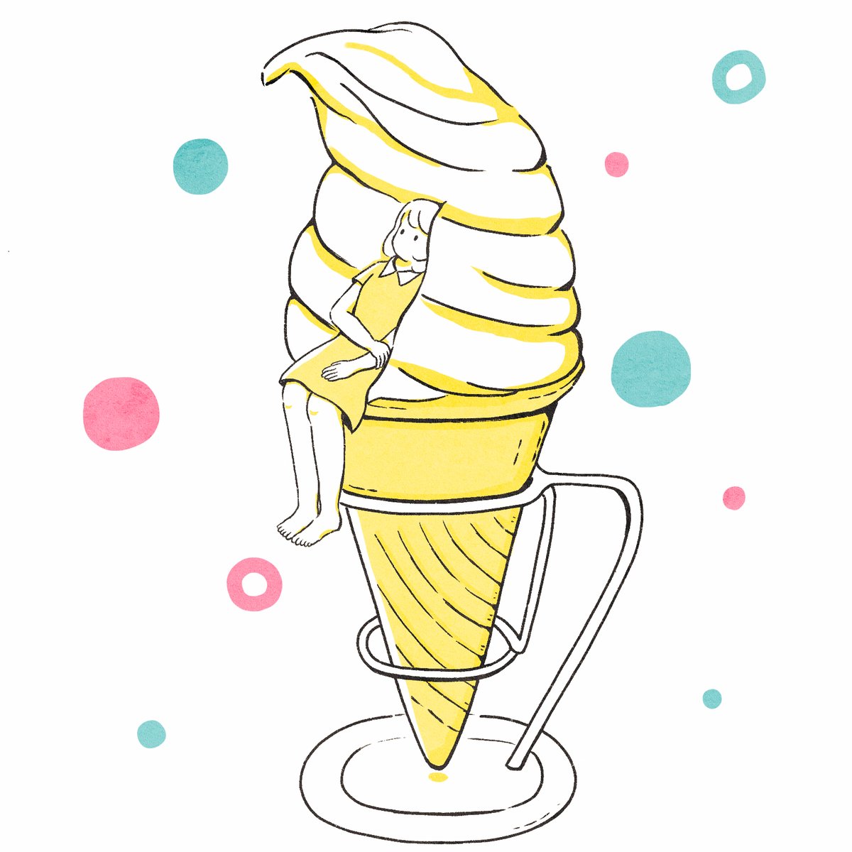 「#イラスト #illustration #夏 #ソフトクリーム
ソフトクリームに」|蒼井すばる| Illustratorのイラスト