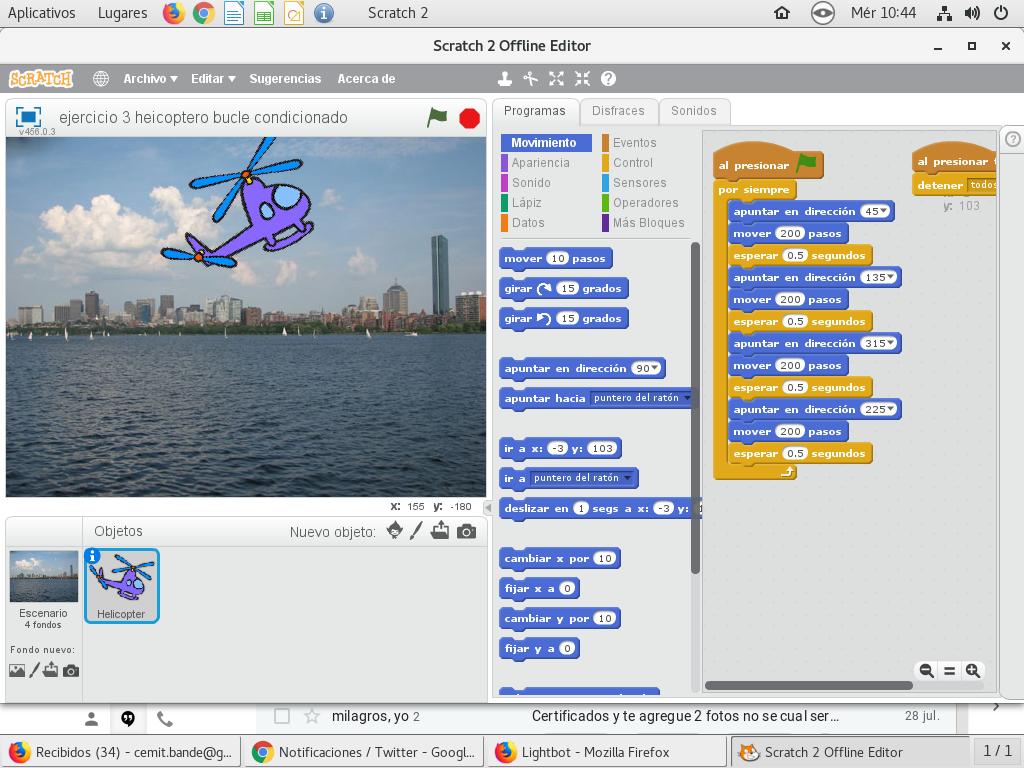 CemitBande's tweet photo. Seguimos con #scratch, hoy toca hacer volar helicópteros y un poco de logica y programacion con #ligthbot #diversion #tecnologia #aprender #verano #BND #bande @amtega @Xunta https://t.co/8V85bf87GV
