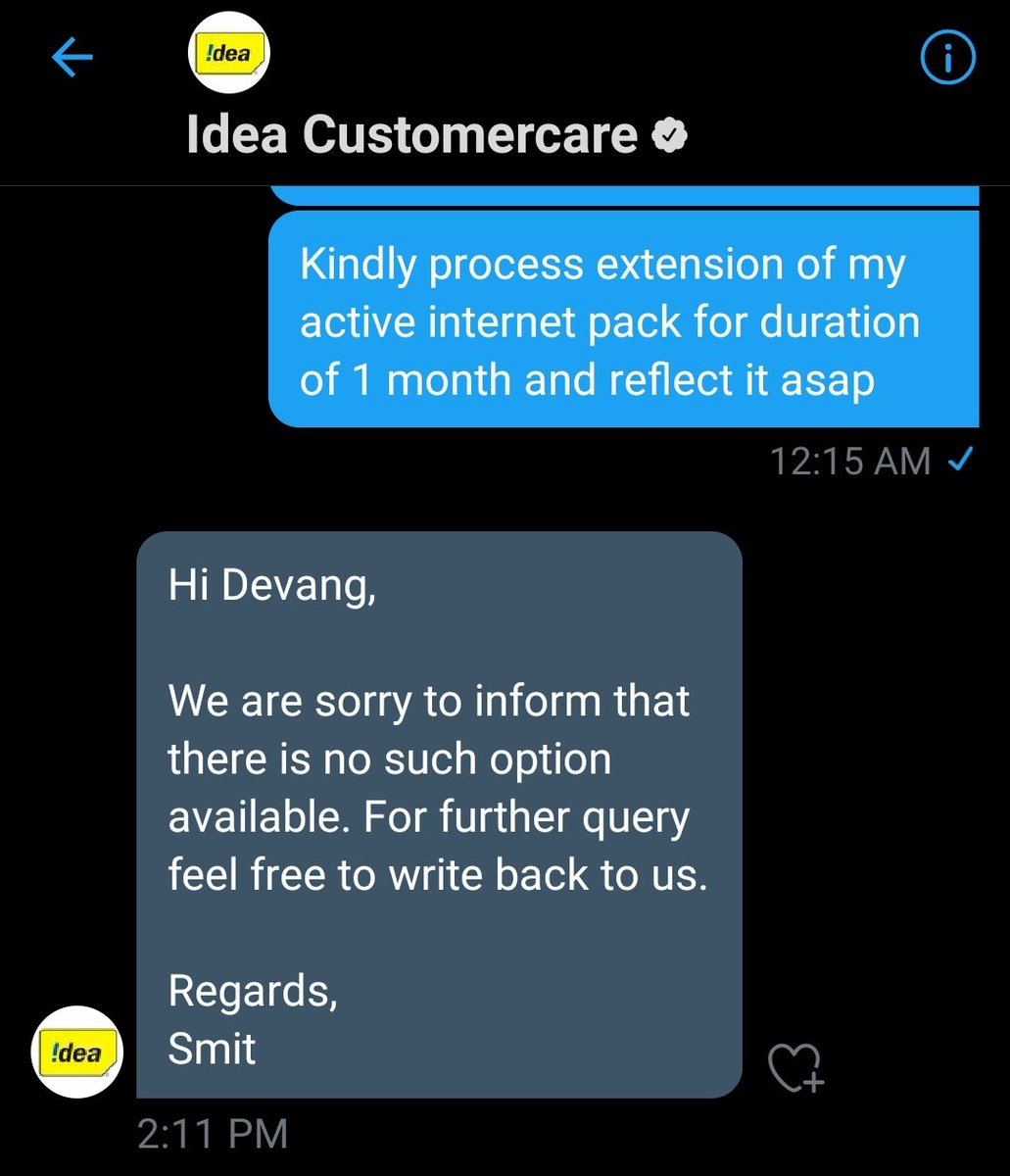 dilthi_gujarati's tweet photo. @idea_cares @Idea refused to provide extension of my active pack as the fault is of @Idea amd due to that ive not consumed the internet or calling service,provide extension of 1 month to my active internet pack or ill take all the legal actions #idea #boycottidea https://t.co/ktwhpyziBu